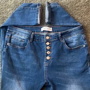Honey & Bristle Jeans Womens Size 14 Petite 14P button fly denim